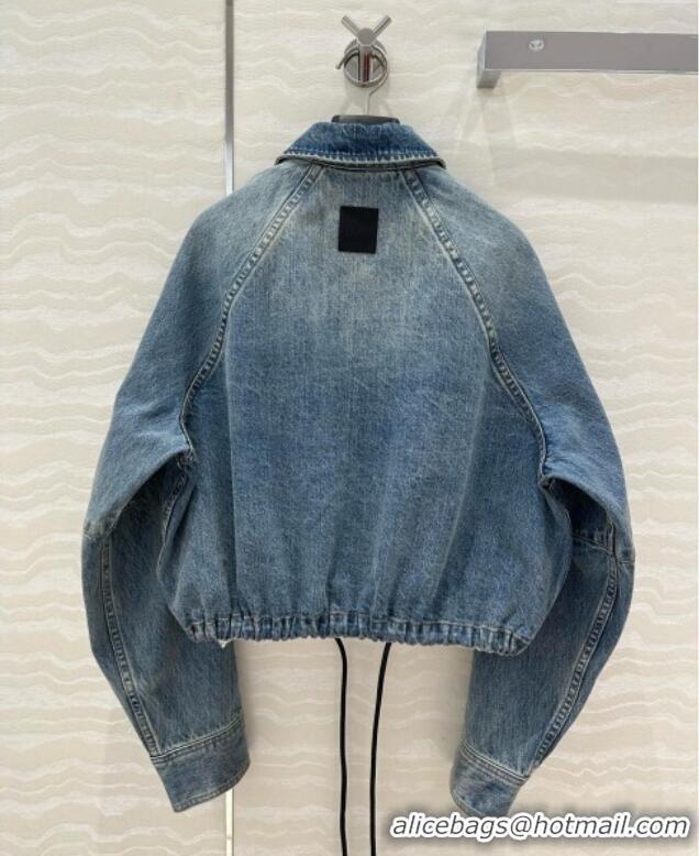 Super Quality Loewe Washed Denim Oversized Jacket 0215 Blue 2025