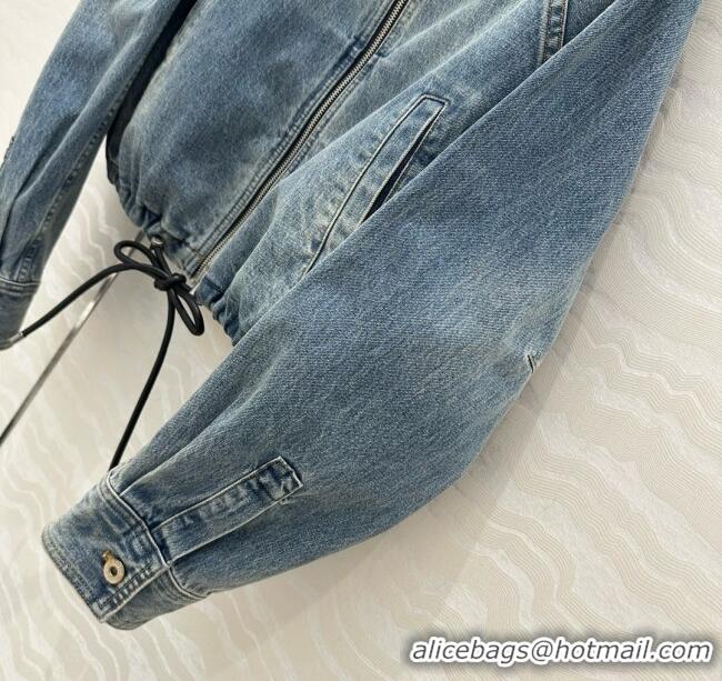 Super Quality Loewe Washed Denim Oversized Jacket 0215 Blue 2025