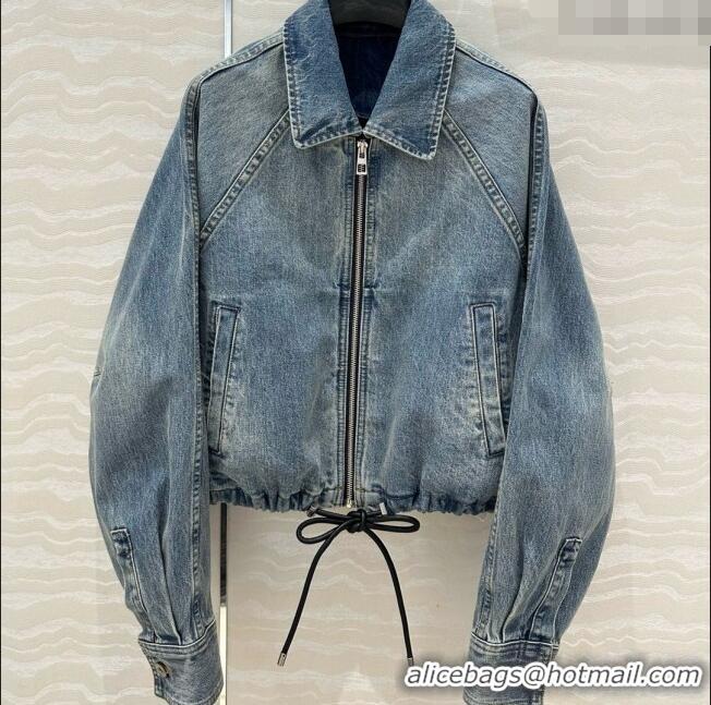 Super Quality Loewe Washed Denim Oversized Jacket 0215 Blue 2025