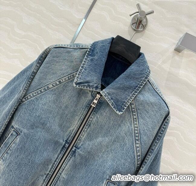 Super Quality Loewe Washed Denim Oversized Jacket 0215 Blue 2025