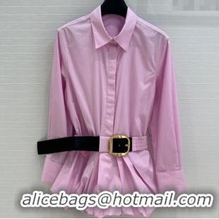 Best Price Loewe Cotton Shirt with Belt Strap C0306025 Pink 2025