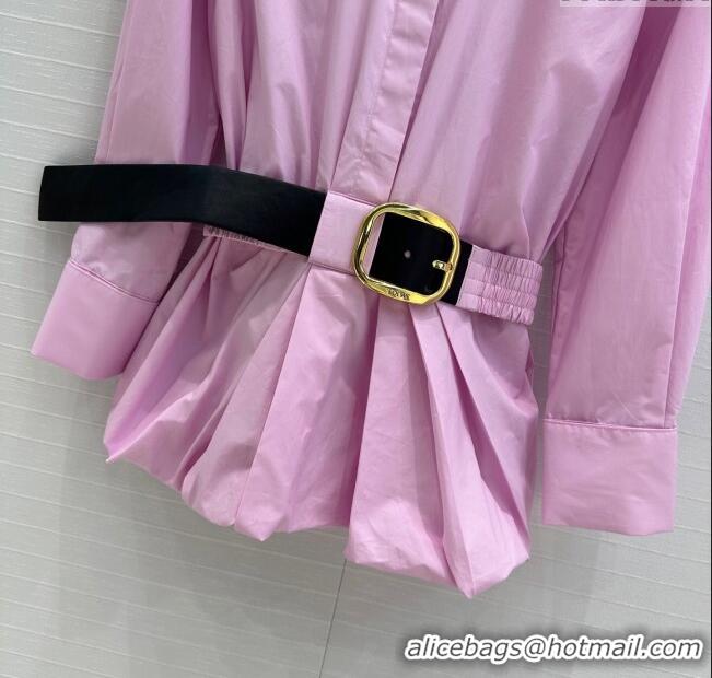 Best Price Loewe Cotton Shirt with Belt Strap C0306025 Pink 2025