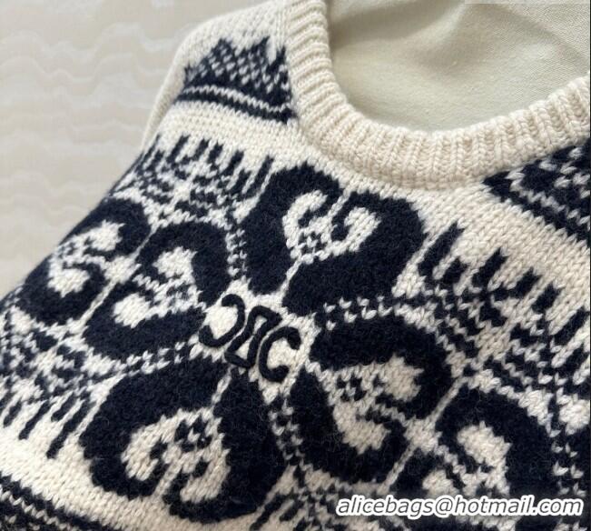Famous Brand Celine Laine & Cashmere Sweaters 1203 White/Black 2024