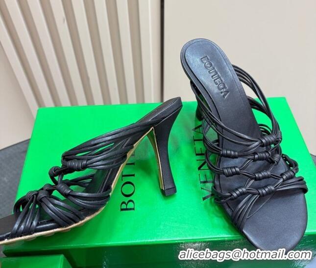 Sumptuous Bottega Veneta Knot Lambskin Leather Heel Slides Sandal 9.5cm Black 0219080