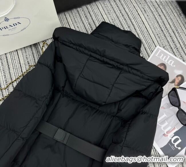 Super Quality Prada Down Jacket with Belt 1203 Black 2024