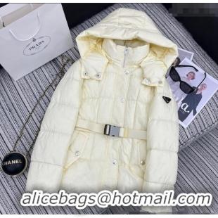 Super Quality Prada Down Jacket with Belt 1203 White 2024