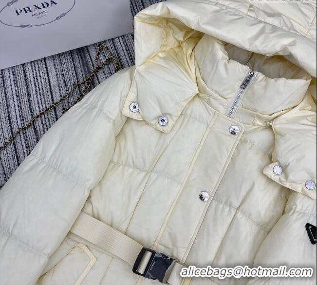 Super Quality Prada Down Jacket with Belt 1203 White 2024