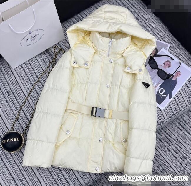 Super Quality Prada Down Jacket with Belt 1203 White 2024