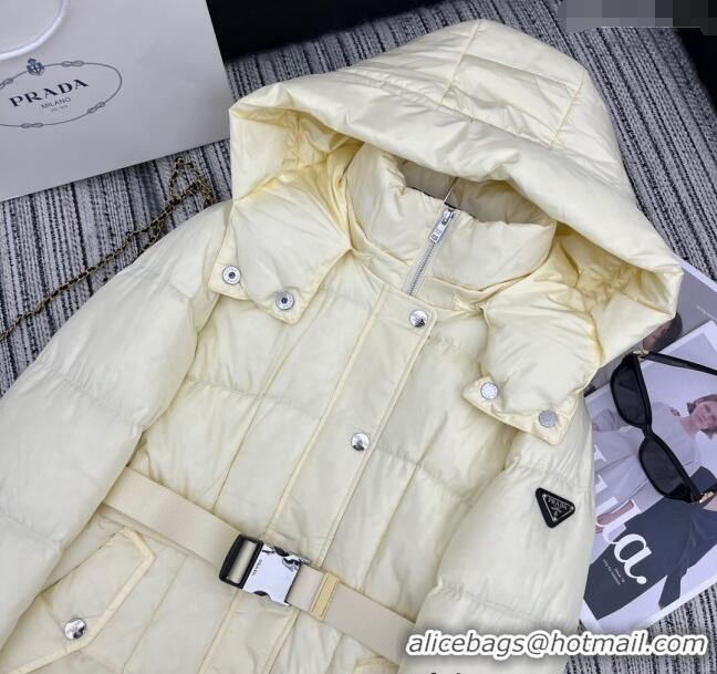 Super Quality Prada Down Jacket with Belt 1203 White 2024