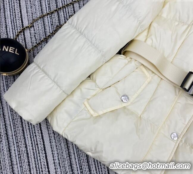 Super Quality Prada Down Jacket with Belt 1203 White 2024