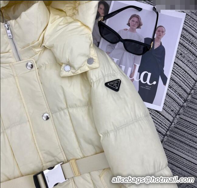 Super Quality Prada Down Jacket with Belt 1203 White 2024