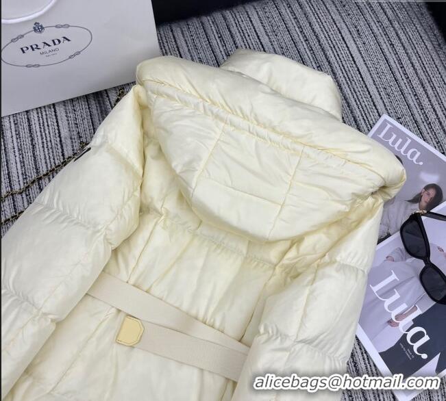 Super Quality Prada Down Jacket with Belt 1203 White 2024