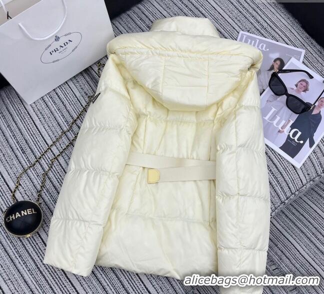 Super Quality Prada Down Jacket with Belt 1203 White 2024