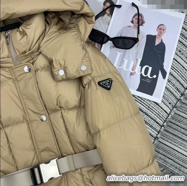 Reasonable Price Prada Down Jacket with Belt 1203 Beige 2024