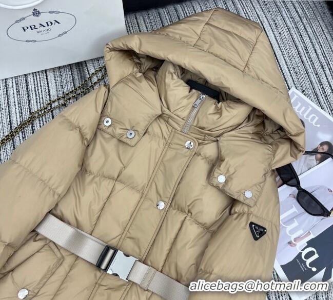 Reasonable Price Prada Down Jacket with Belt 1203 Beige 2024