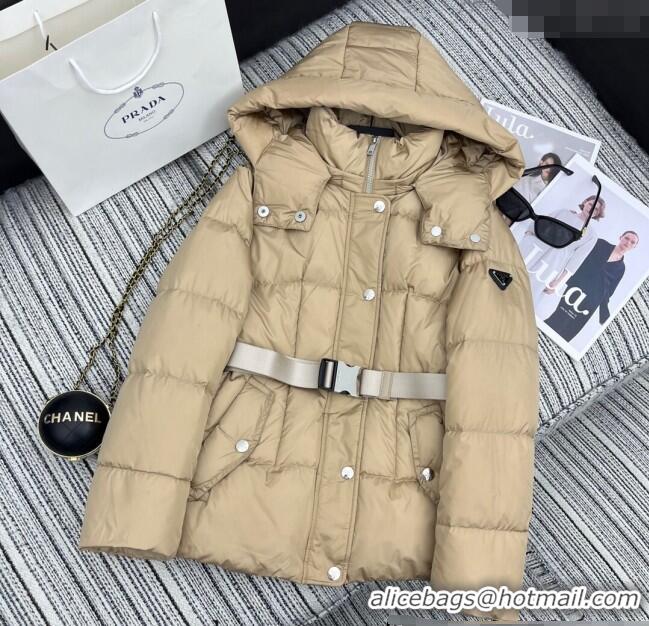 Reasonable Price Prada Down Jacket with Belt 1203 Beige 2024