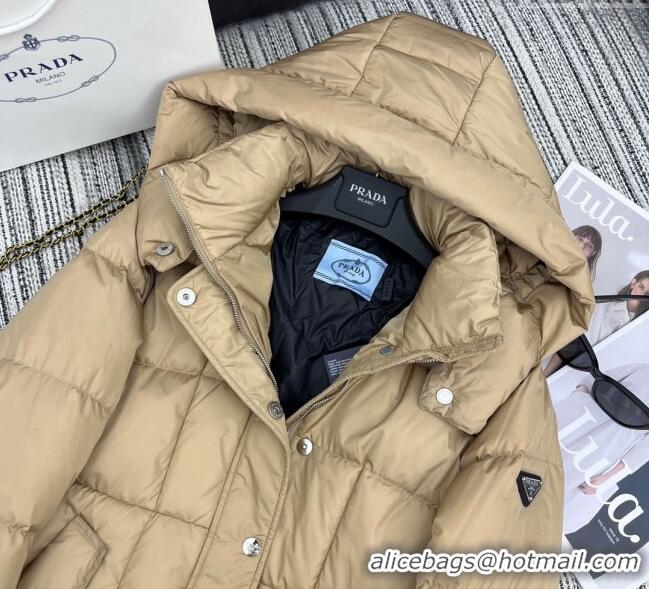 Reasonable Price Prada Down Jacket with Belt 1203 Beige 2024