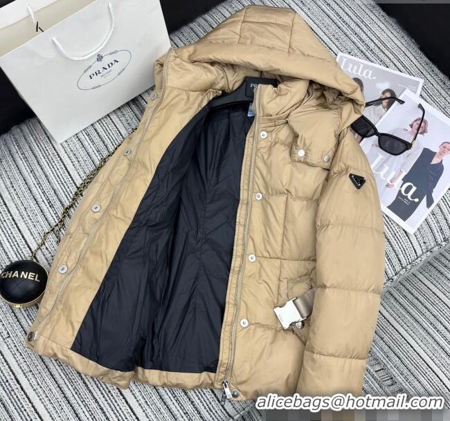 Reasonable Price Prada Down Jacket with Belt 1203 Beige 2024