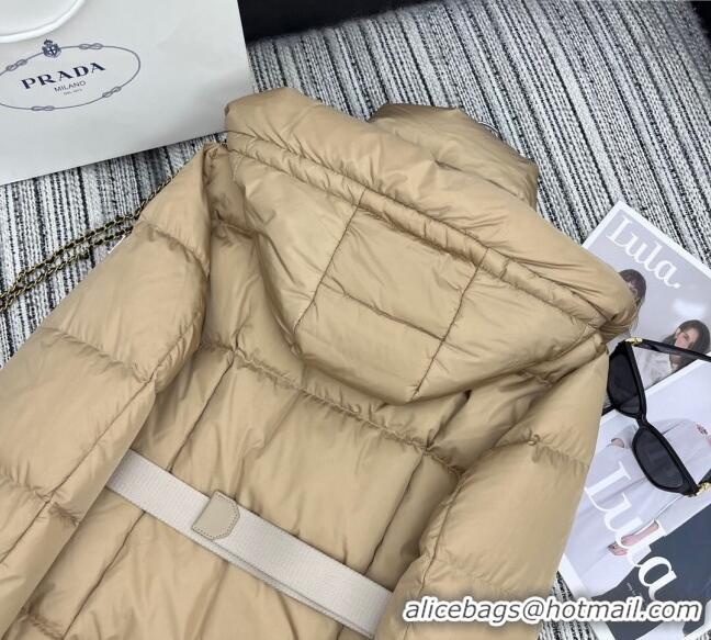 Reasonable Price Prada Down Jacket with Belt 1203 Beige 2024