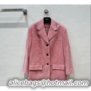 Super Quality Prada Suede Jacket 1203 Pink 2024