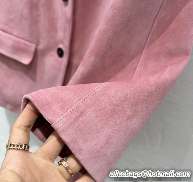 Super Quality Prada Suede Jacket 1203 Pink 2024