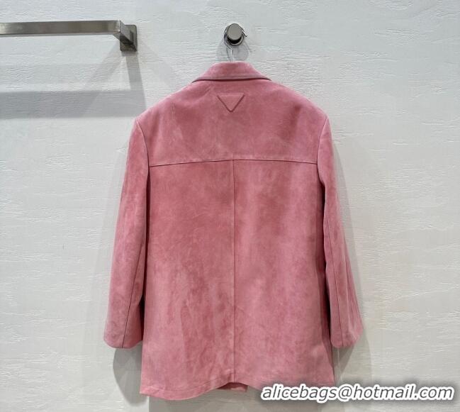 Super Quality Prada Suede Jacket 1203 Pink 2024