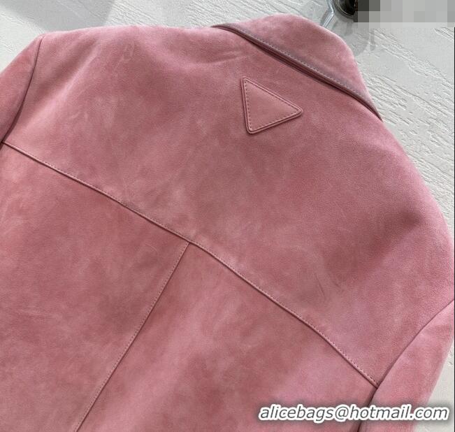 Super Quality Prada Suede Jacket 1203 Pink 2024