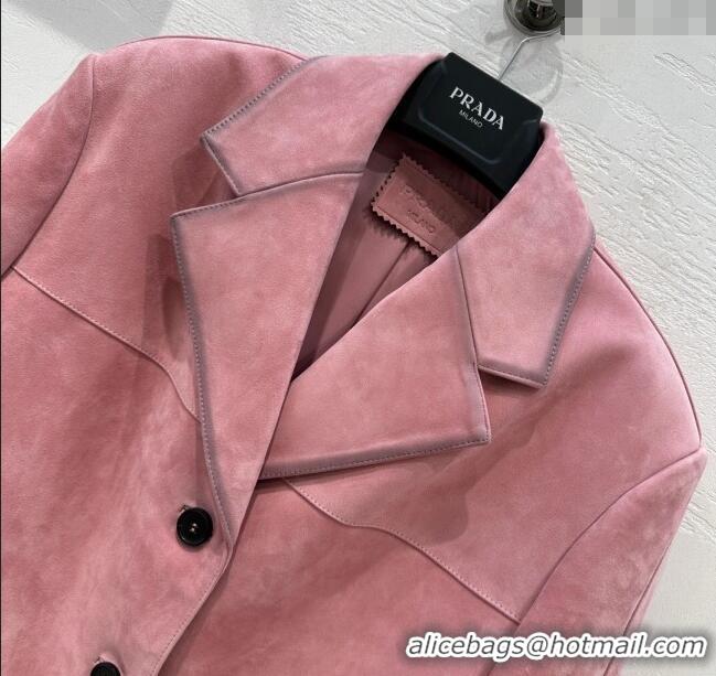 Super Quality Prada Suede Jacket 1203 Pink 2024