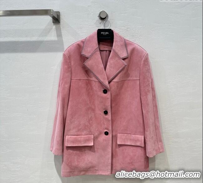 Super Quality Prada Suede Jacket 1203 Pink 2024