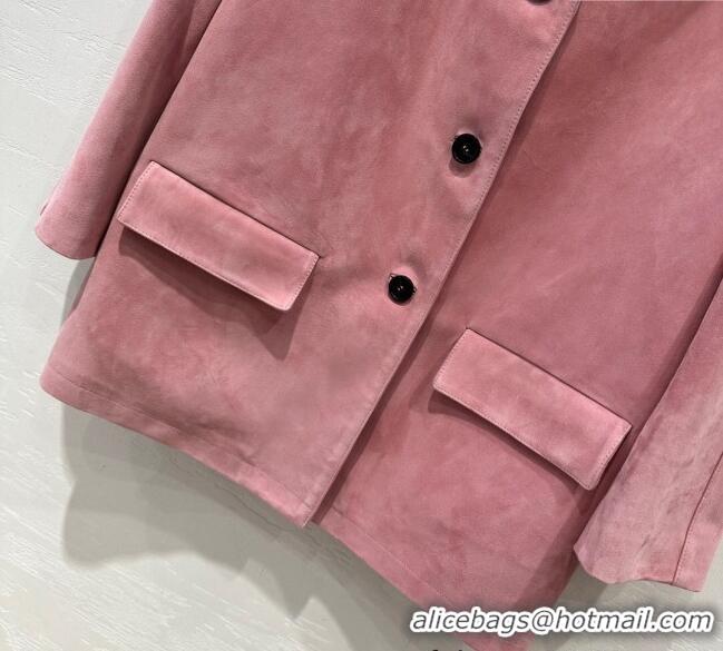 Super Quality Prada Suede Jacket 1203 Pink 2024