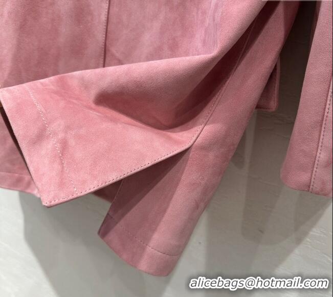 Super Quality Prada Suede Jacket 1203 Pink 2024