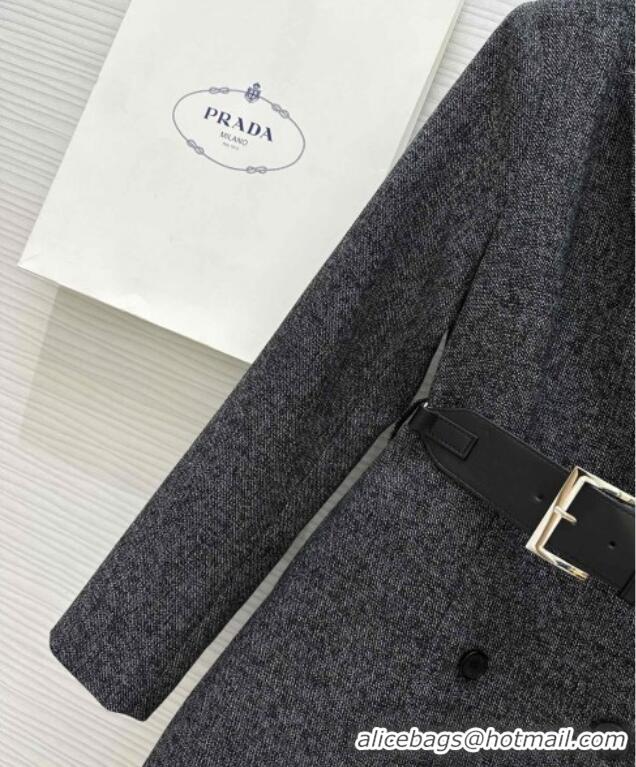 Luxury Discount Prada Belt Coat 1203 Dark Grey 2024