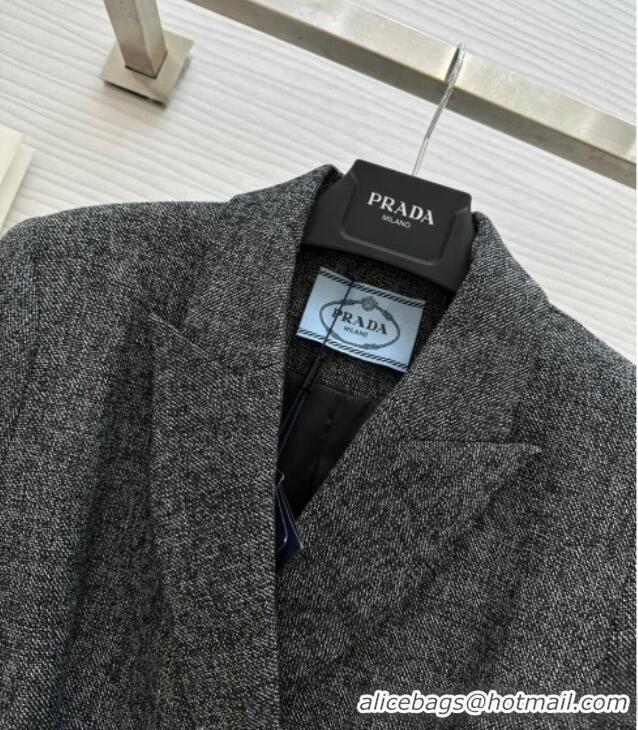 Luxury Discount Prada Belt Coat 1203 Dark Grey 2024