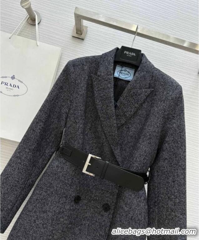 Luxury Discount Prada Belt Coat 1203 Dark Grey 2024