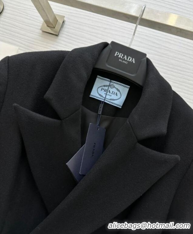 Unique Discount Prada Belt Coat 1203 Black 2024