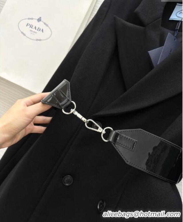 Unique Discount Prada Belt Coat 1203 Black 2024