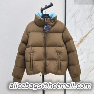 Affordable Price Prada Down Jacket with Logo 1203 Khaki 2024