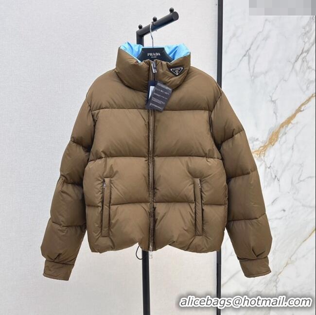 Affordable Price Prada Down Jacket with Logo 1203 Khaki 2024