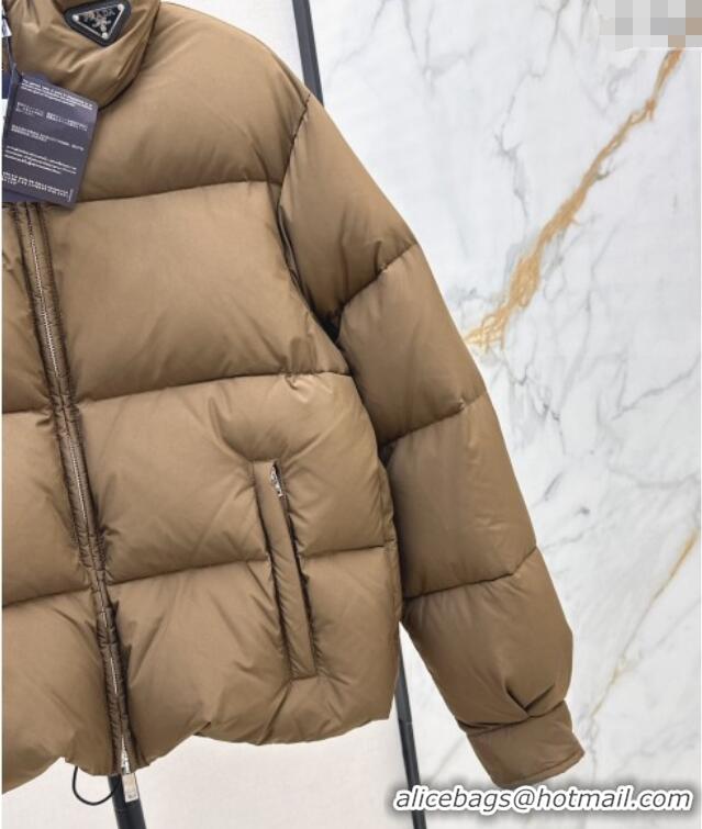 Affordable Price Prada Down Jacket with Logo 1203 Khaki 2024