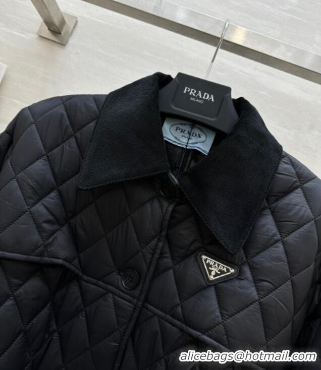 Well Crafted Prada Quilted Padded Coat 1219 Black 2024