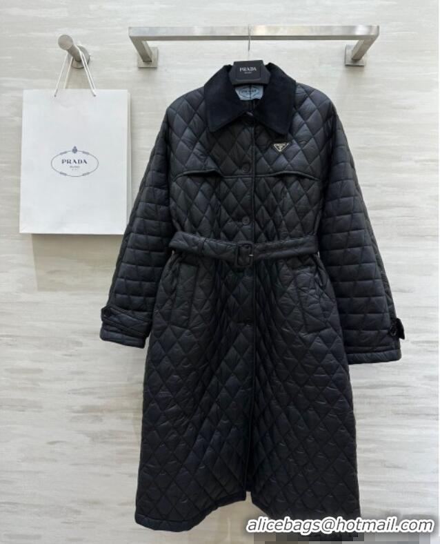 Well Crafted Prada Quilted Padded Coat 1219 Black 2024