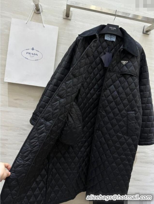 Well Crafted Prada Quilted Padded Coat 1219 Black 2024