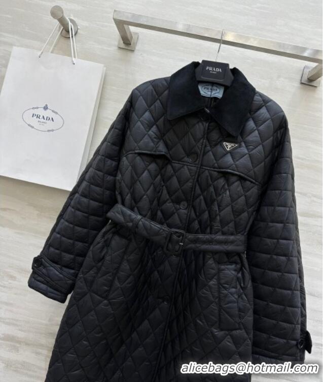 Well Crafted Prada Quilted Padded Coat 1219 Black 2024