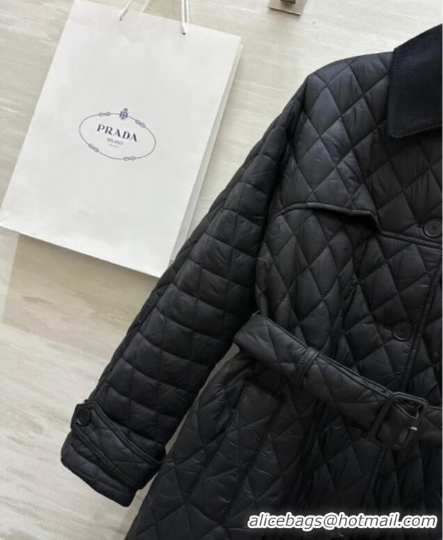 Well Crafted Prada Quilted Padded Coat 1219 Black 2024