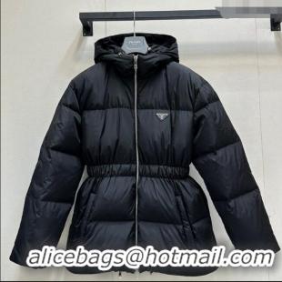 Well Crafted Prada Nylon Belted Down Jacket 121902 Black 2024