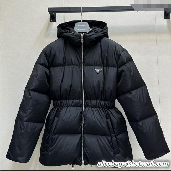 Well Crafted Prada Nylon Belted Down Jacket 121902 Black 2024