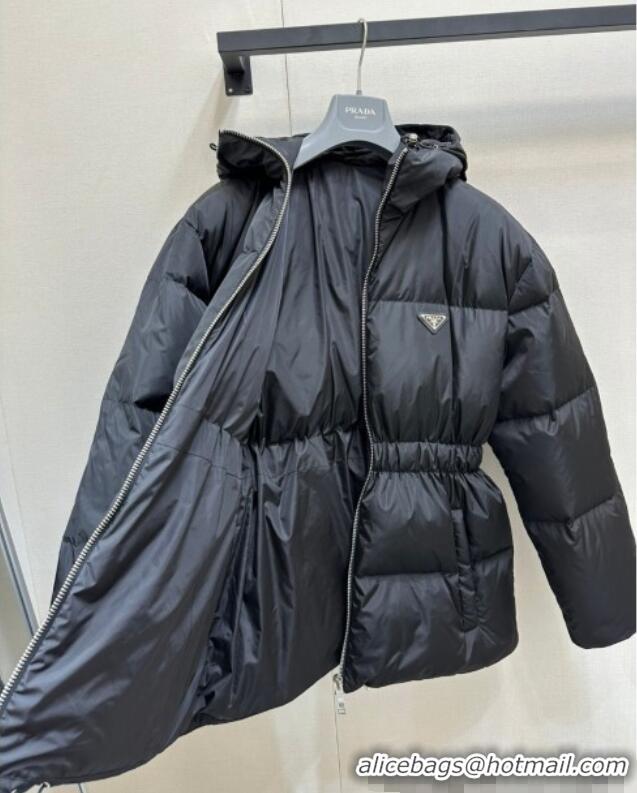 Well Crafted Prada Nylon Belted Down Jacket 121902 Black 2024