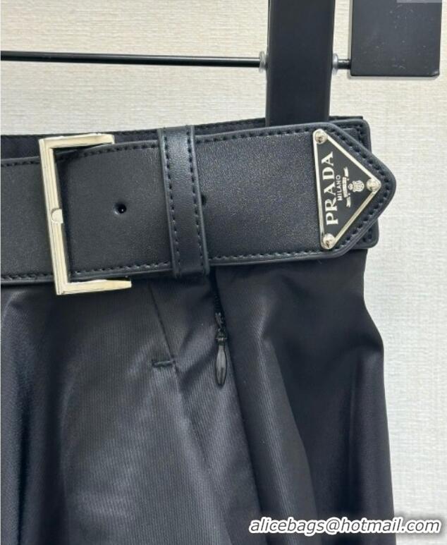 Well Crafted Prada Nylon Belt Long Skirt 1219 Black 2024