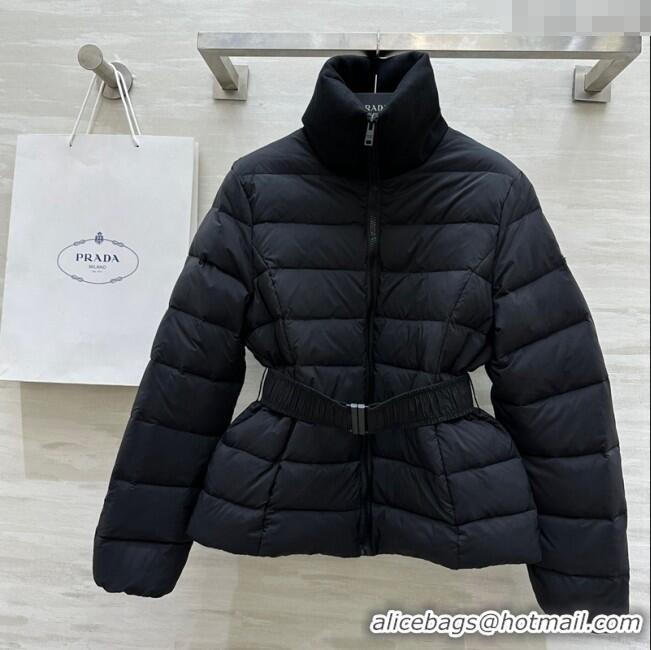 Buy Cheapest Prada Belt Down Jacket 1219 Black 2024