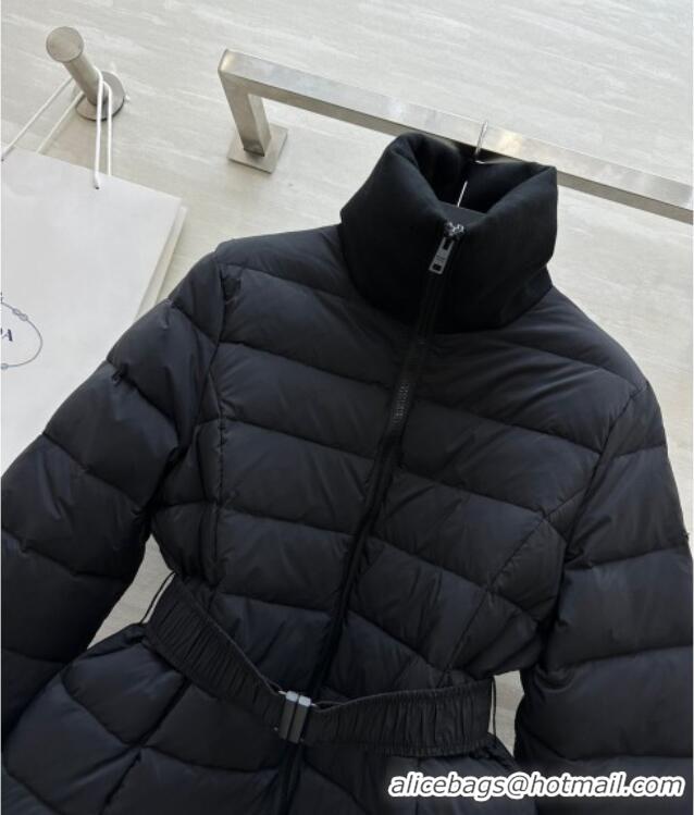 Buy Cheapest Prada Belt Down Jacket 1219 Black 2024